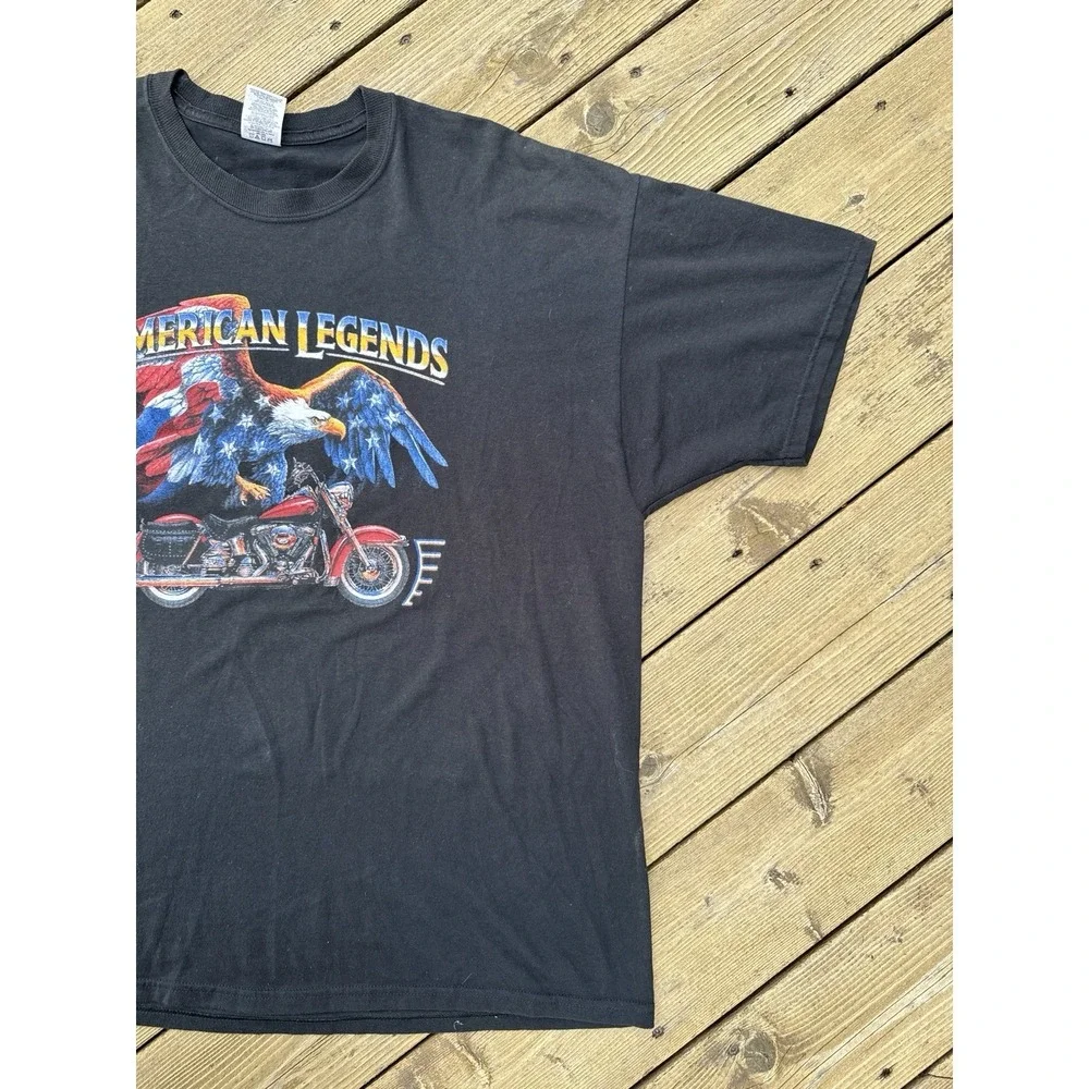 Vintage Y2K Wolf Eagle Biker T Shirt American Legends Motorcycle 2XL